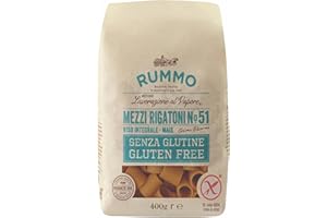 Rummo Gluten-Free Mezzi Rigatoni No. 51 – Premium Italian Pasta, Artisan Crafted, Short Tubular Shape, 400 g (Pack of 1)