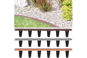 DEUBA® Rasenkante Kunststoff 15,20m UV-beständig Erdspieß wetterfest Beetumrandung Beeteinfassung Randstein Optik Braun