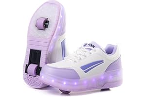 WOHS Scarpe da Ginnastica con Due Ruote e luci LED. Ricaricabile, 16 Effetti di Luce. Ruota Posteriore Automatica.