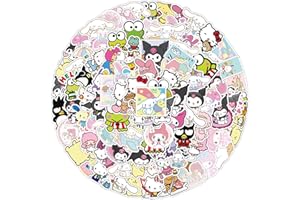 KEULABLEN My Melody Kuromi, 100 sztuk uroczych naklejek, japońskie naklejki Sanrio Kawaii, zestaw winylowych, wodoodporne, Aesthetic naklejki na laptopa, deskorolkę, rower, dzieci