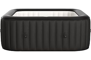 GARDWELL Whirlpool aufblasbar Outdoor gardwell Blackdot 6 Personen 185 x 185 x 68 cm mit Massagedüsen und Filter - Aufblasfunktion per Knopfdruck - Pool eckig in schwarz