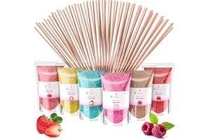 MK MISSKANDY SINCE 2019 Misskandy®-Sucre Barbe à Papa pour machine lot de 6X160Gr (Arômes Naturels) Fraise- Pina colada- Cola-Pomme-Marshmallow-Framboise/poudre barbapapa+ 20 Bâtonnets Réutilisables (Offerts)