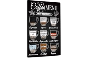 Putuo Decor Kaffee Blechschild, Vintage-Kaffee-Menü Wanddekor, 20x30cm Aluminium-Metall-Zeichen