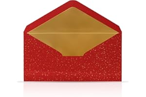 KULTLOGGEN 10 sobres rojos con forro metálico dorado 110 x 220 mm para tarjetas de felicitación tarjeta navidad vales invitación
