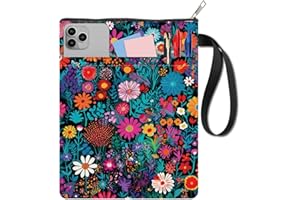 craspire Housse de Protection pour Livre à Fleurs Housse de Protection pour Livre de Poche Lavable en Tissu avec Fermeture Éclair et Pochette Supplémentaire Idéale pour Les Amoureux des Livres