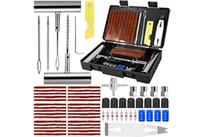 CIANBIFN Kit Reparation Pneu Voiture 64pcs, Kit Meche Pneu Voiture Kit Crevaison Voiture Reparation Pneu Voiture pour Auto, Motos, Jeep, Voitures, Camions, SUV, Tracteurs, VTT, Noir