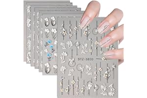 JOYSAL 5D Nagelsticker Selbstklebend Blumen, 7 Blatt 3D Nail Art Sticker für Nägel Florale, Embossed Nagel Stickers für DIY Nagel Dekoration