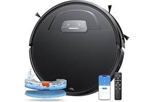 Laresar Clean Evol 3 Aspirateur Robot 4500Pa, Robot Aspirateur Laveur Ultra Silencieux & Fin de 7,6cm, Alexa/2.4WiFi/APP/Télécommande, Aspirateur Robot Laveur pour Tapis Sol Dur (Noir)