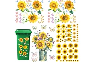 LFCFBH 5PCS Waterproof Wheelie Bin Stickers Decorative, Self Adhesive Sunflower Stickers
