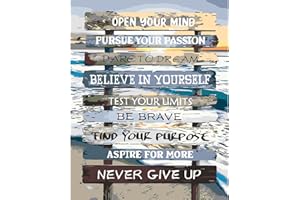 AIRDEA Beach Paint by Numbers for Adults, Motivational Painting by Numbers for Adults, DIY Acrylic Pigment Drawing Paintwork Arts and Crafts Painting Kit for Home Wall Decor 16x20 inch (No Frame)