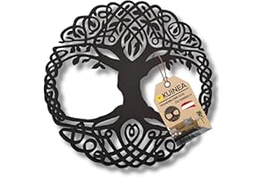 KUINEA keltisch Baum des Lebens Wanddeko I Wanddeko Holz [Farbe Anthrazit] Wand Deko I Wanddekoration für Zuhause, Schlafzimmer, Wohnzimmer und Küche I Wanddeko Wohnzimmer I Wanddeko schwarz