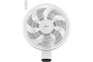 Fanelite - Ventilateur mural FW40-DC - Moteur DC - Diamètre 40 cm - 7 vitesses - Avec télécommande - Minuterie - Grille et hélice plastiques - Oscillant ou fixe - Installation facile - Silencieux