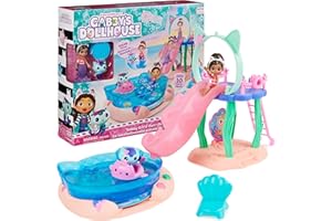 DREAMWORKS GABBY'S DOLLHOUSE LA CASA DE MUÑECAS DE GABBY - Piscina con Figura de Gabby y Siregata, Colas de Sirena que Cambian de Color y Accesorios de Piscina - 6067878 - Juguetes Niñas 3 Años + Regalo Niña 3 años +