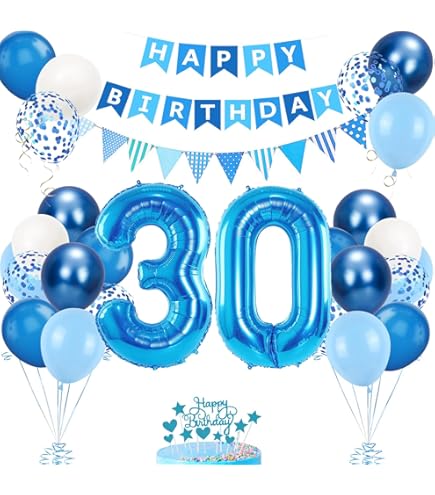 Bougies D'anniversaire 30 Ans - Numéro 30 Bleu - Décoration De Gâteau D' Anniversaire - Fournitures De Fête