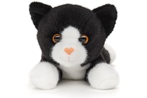 Uni-Toys - Kot czarno-biały, leżący - 20 cm (długość) - pluszowa zabawka, przytulanka