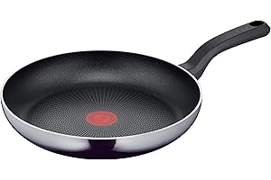 Tefal D52606 - Padella Resist, 28 cm, rivestimento antiaderente in titanio, con indicatore di temperatura, facile pulizia, tecnologia Flame Protect, colore: nero