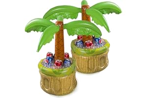 Top Race Blow Up Palm Tree Pool Cooler For Adults - 24" Inflatable Cooler For Luau Party & Hawaiian Party Supplies, Drinks & Beer Floating Cooler - Decorations For Summer Beach, Pool Parties Pack of 2
