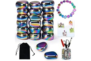 TIUSIXSY 20 Piedras Magnéticas de Hematita de Colores, Irregulares Piedras para Relajación, Decoración y Anti-Estrés con Bolsa de Almacenamiento, Decorativa Imanes para Nevera, Oficina y Hogar