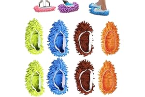 DRSUMLF Mop Slippers, Microfiber Dust Mop Shoes Multifunction Floor Cleaning Shoe Covers Hair Cleaner Foot Socks Caps Washable Reusable 8 PCS 4 Pairs