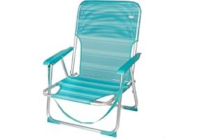 AKTIVE Silla fija plegable de playa, Silla respaldo fijo, Silla de aluminio, Silla fija, 44x40x72 cm, altura del asiento 23 cm, color turquesa, con asa de transporte (53958)