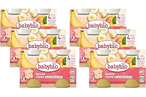 Babybio - Petits Pots Pomme d'Aquitaine Banane 2x130 g - PACK de 6 - 4 Mois - BIO
