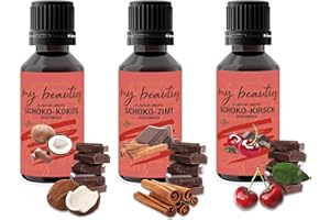 my beauties - Flavour Drops Bundle - Schoko Mix mit Kokos , Zimt & Kirsche - 3x 30 ml - Aroma Tropfen für Lebensmittel - zuckerfrei und kalorienarm