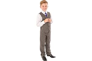 VIVAKI Boys Tweed Suit, 4 Piece Boys Wedding, Page Boy, Party Outfit, Boys Grey Suit, 0/3 Months to 12 Years