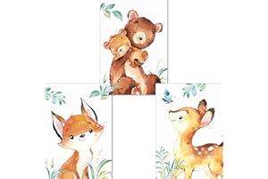 Bilder Waldtiere Kinderzimmer Deko - Baby Lalelu-Prints (Din A4 ohne Rahmen, 3er Set) - Verspielte Wandbilder für eine zauberhafte Atmosphäre