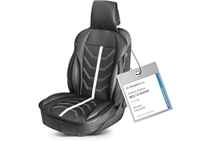 WALSER coprisedile universali per auto Kimi, Confronto vincitore* accessori per auto nero/bianco, coprisedili anteriori, 1 protezione sedile auto in similpelle traforata di alta qualità coprisedili