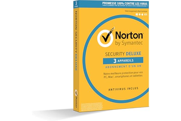 NortonLifeLock Security Deluxe 2018 - Antivirus 1 an pour PC, Mac, smartphone ou tablette, sous Windows, Mac OS, Android ou iOS - 3 appareils - Envoi postal