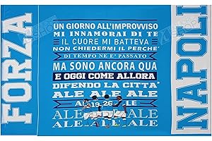 LIGUORO SHOP Bandiera Del Napoli "Un Giorno All'Improvviso Mi Innamorai" 3° Scudetto Cm 94x140 Calcio Campione D'Italia Tricolore