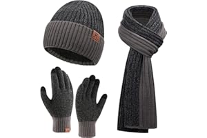 Bequemer Laden Hombres Invierno Gorro Termicos Bufanda Larga Guantes Tactiles Conjunto Punto Regalo Hombre Mujer