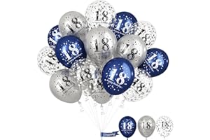 LINGQIANG Happy 18th Birthday Balloons for Boys, Navy Blue Silver 18th Birthday Party Decorations for Him, 15 Pieces 18th Balloons for Boys Age 18 Years Old Birthday Celebration Party Decorations Supplies