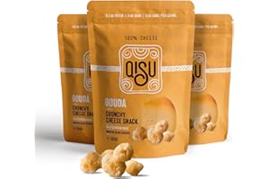 QISU | GOUDA | Snack de Queso deshidratado | 100% Queso | Crujinete, Sin Gluten, Alto en Proteina (GOUDA, 50g (Pack de 4))