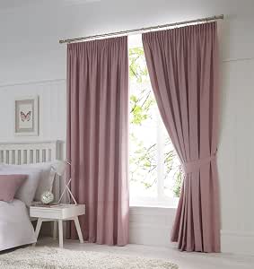 Darling Lined Blackout Curtains 90" x 54" Modern Plain Faux Linen Dusky