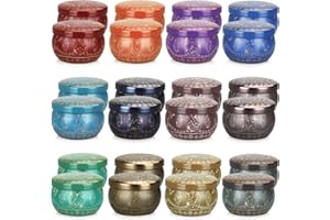 Yinuo Candle Barattoli per Candele 24 Pezzi, Contenitori per Candele Fai Da Te, Contenitori Candele con Coperchi, Diametro 6,35 cm, Modelli squisiti per la Produzione di Candele