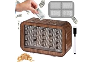 Giftota Wooden Money Box 4 IN 1 10000 5000 3000 1000 Pound Saving Challenge, Money Tin Bank Saving Challenge Box Cash Birthday Gift