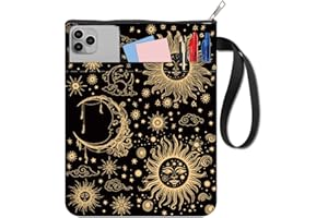 CRASPIRE Protège Livres Soleil Protection de Livre Lune Housse de Livre Étoile pour Livres de Poche Housse de Livre en Tissu Lavable avec Fermeture Éclair et Poche Supplémentaire pour les Amoureux des