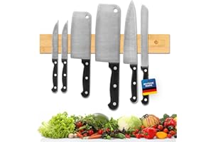 Exitoso® Autoadesiva Barra Magnetica per Coltelli 40 cm - Senza Foratura - Porta Coltelli Cucina con Nastro Adesivo - Tenuta a Prova di Bomba - Portacoltelli Magnetico - Bambù