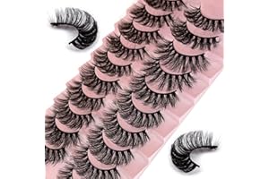 ULIYA Pestañas Postizas Naturales 10 Pares 7D Mullidas de Pestañas Postizas Rizadas Gruesas Pestañas Postizas Negras Profesionales Reutilizables (7D16)