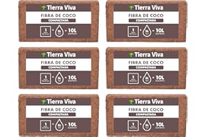 TIERRA VIVA Fibra de Coco para Plantas Natural 6 x 10L | Sustrato de Coco ecológico para Plantas, huerto Urbano, semilleros, Grow y vermicomposteras