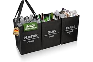 COTTARA System oddzielania odpadów, 3-krotny składany z 5-krotną stabilizacją, pojemnik do recyklingu wykonany z wytrzymałego materiału, idealny jako separator odpadów, do przechowywania papieru z