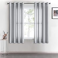 Topfinel Voile Vorhänge mit Ösen Halbtransparent Gardine Leinenstruktur Garn Muster Fensterschal für Zimmer, Büro, 2er…