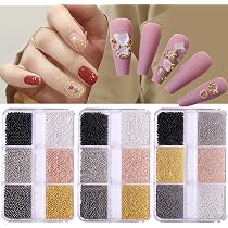 Mikrokaviar Perlen 3 Schachteln – Nageldekoration In 6 Farben & 3 Größen (1,5/2/3 Mm) | Für DIY-Nägel & Schmuck