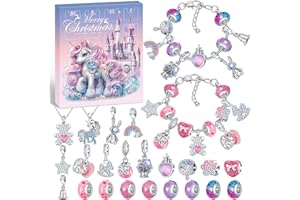 PITMT Calendario Avvento 2025 Bambina Gioielli, Calendario Avvento Braccialetti Kinder Bambini Fai da Te, Calendario dell'avvento Bracciale Collane Regalo Natale Ragazza 5 6 7 8 9 10 11 12 13 14 Anni