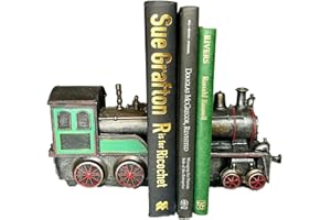 DARTHOME Resin Train Heavy Bookends Set Of 2 Vintage Decorative Mantle Book Shelf Stopper Gift