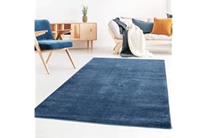 Taracarpet Kurzflor-Designer Uni Teppich extra weich fürs Wohnzimmer, Schlafzimmer, Esszimmer oder Kinderzimmer Gala dunkel-blau 120x170 cm