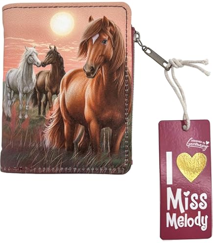 Depesche 13406 Miss Melody Romantic Fields - Rugzak in groen en roze, met paardenbatch en glitter, tas met verstelbare riemen