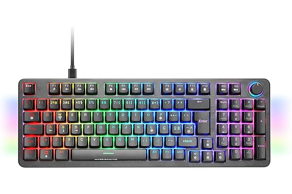 Mars Gaming MKPRO, Teclado Mecánico Gaming Completo, RGB Chroma, Switches Hot-Swap Mecánicos, Antighosting, Rueda de Control, Software Avanzado, Multiplataforma, Switch Silent, Portugués, Negro