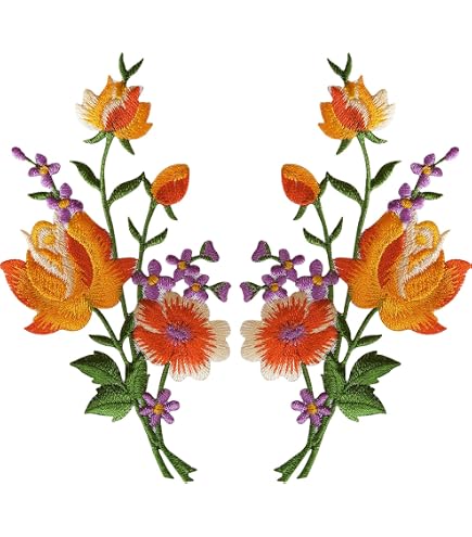 Pair Of Pink Thistle Flower Patches - Iron On Or Sew On Cloth Badges For DIY